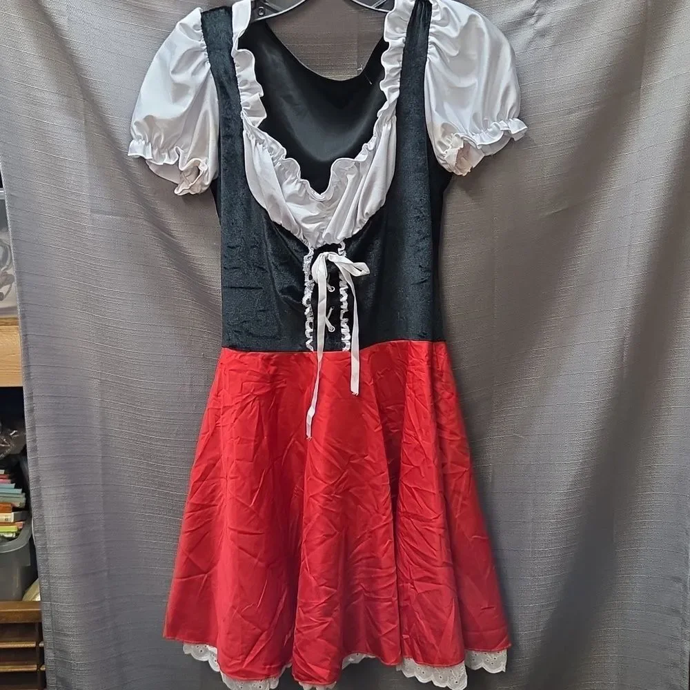 Halloween Ladies Little Red Riding Hood Costume Size Small Dress And Hooded Cape